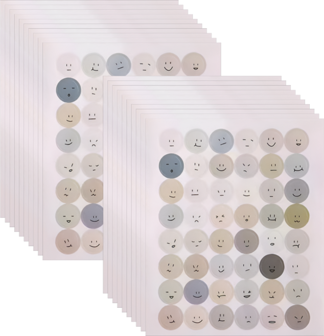 모란디 컬러 스마일 스티커, 2세트, 03. 그레이(S2415)