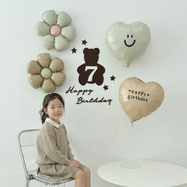 까사루미 곰돌이 숫자가랜드 풍선 생일파티용품 세트, 1세트, 곰돌이가랜드 7