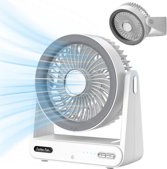 Darlisex 탁상용 선풍기 무선 휴대용 선풍기 무소음 벽걸이 가정용 선풍기 4단풍/무드등, 그레이, F338