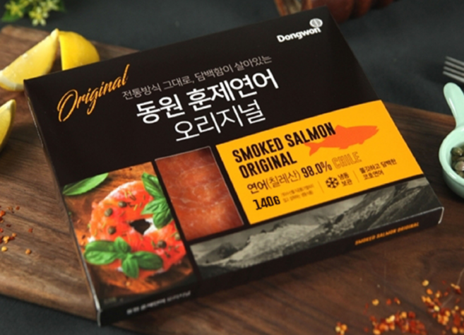 프리미엄 훈제연어 슬라이스 140g 6팩 총 840g 콜드스모크 브런치 샐러드용, 6개