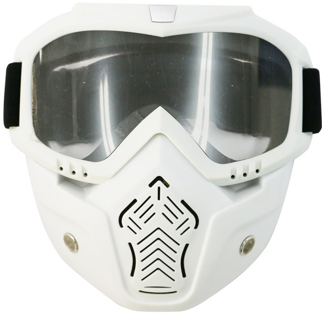 오토바이 라이더 페이스 안면보호 방풍 고글 마스크, 흰색 + 투명, 1개