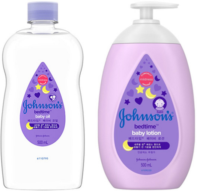 존슨즈 베이비 베드타임 오일 500ml + 로션 500ml 2종 세트, 1세트