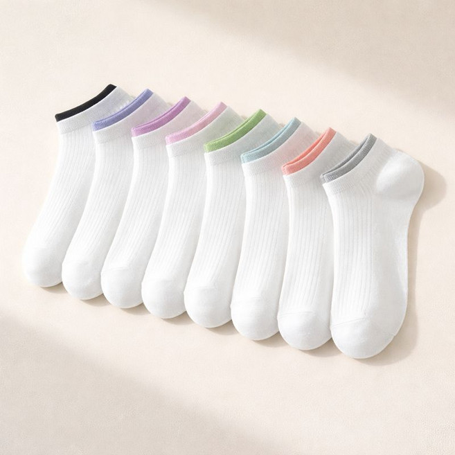 여성 화이트 발목양말 8켤레 세트 골지 데일리 면양말
