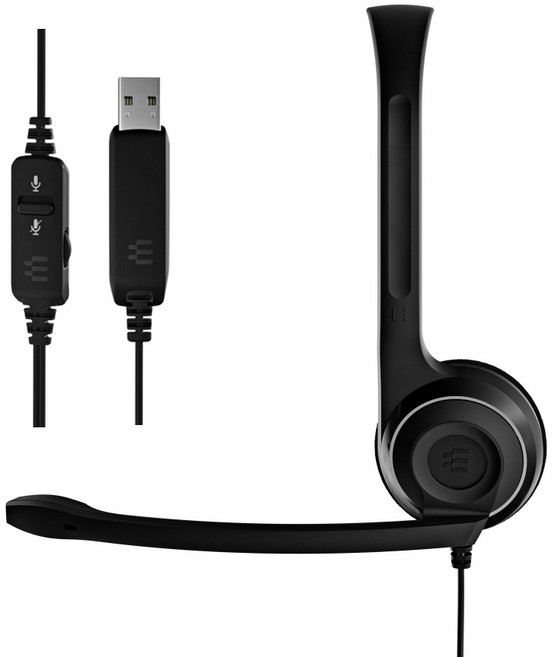 학습&업무용 USB 헤드셋 노이즈캔슬링 마이크 오래 착용 편안한 경량 EPOS PC8 USB 2년보증