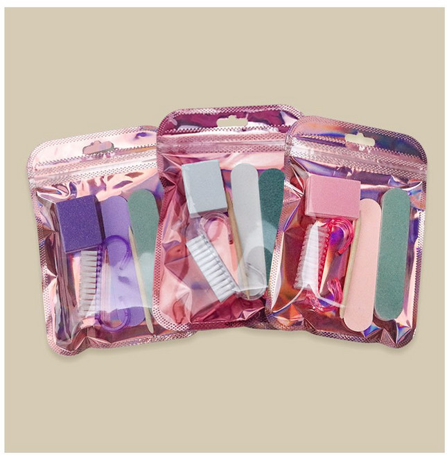 네일케어 5종 툴세트 30개입 셀프네일 팁연장 일회용 위생관리키트, 1세트, 핑크(30개)