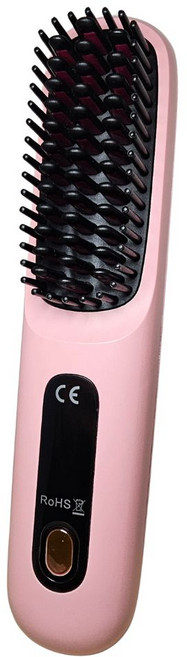 보타컴 헤어스타일러 휴대용 빗고데기 음이온 무선매직브러쉬, 블룸핑크