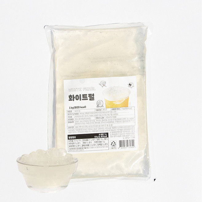 곤약펄 화이트 펄 1kg 타피오카 버블티 빙수 토핑용, 1개, 1개입