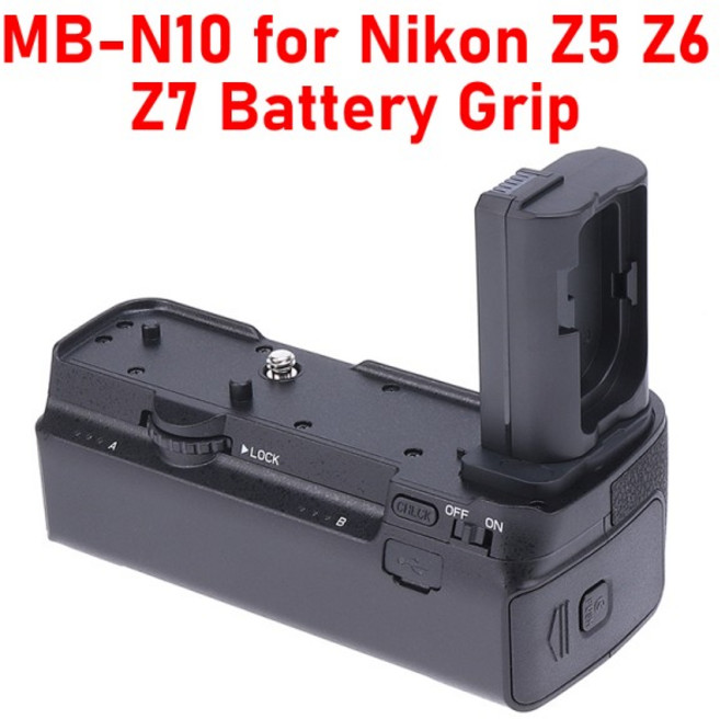 MB-N10 SLR 카메라 핸들 수직 배터리 그립 홀더 Nikon Z6 Z7 미러리스 카메라용 손떨림 방지 핸들, 검은색, 1개