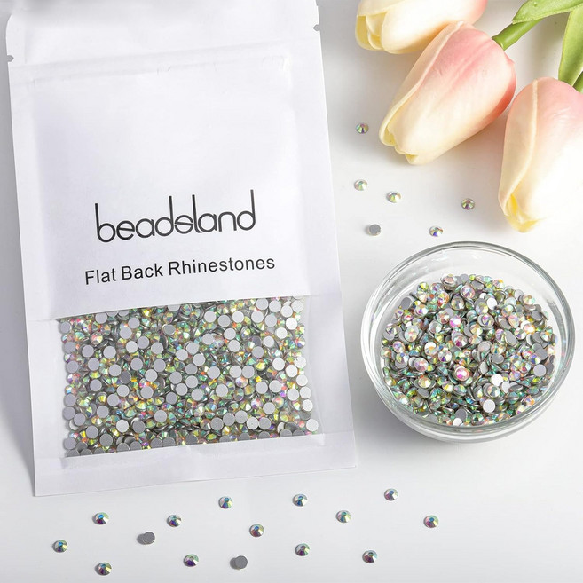Beadsland(비즈랜드) 플랫 백 라인 석 네일 아트 크래프트 비 핫 픽스, 1개, 크리스탈AB,SS16,3.8-4.0mm