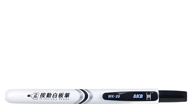 SKB 按動白板筆 WK-26 易手控 2.0mm 可換卡水白板筆, 1個裝, 黑色