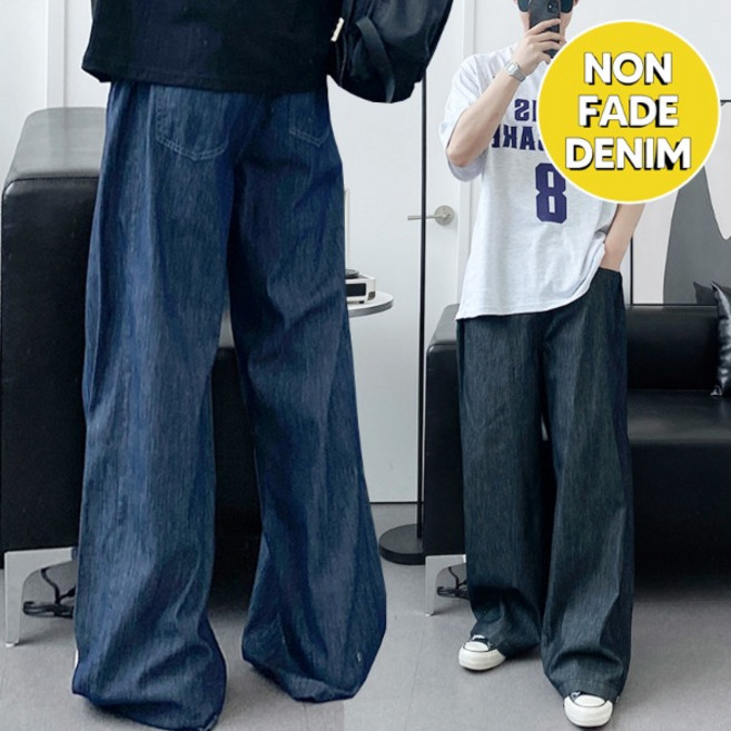 S-2XL 벌룬핏 숏/기본/롱 물빠짐NO 옆셔링 스냅버튼 와이드 데님 청바지