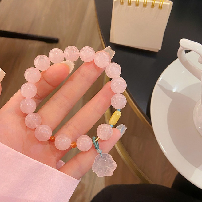 오누이디스플레이 천연 핑크 원석 힐링 팔찌