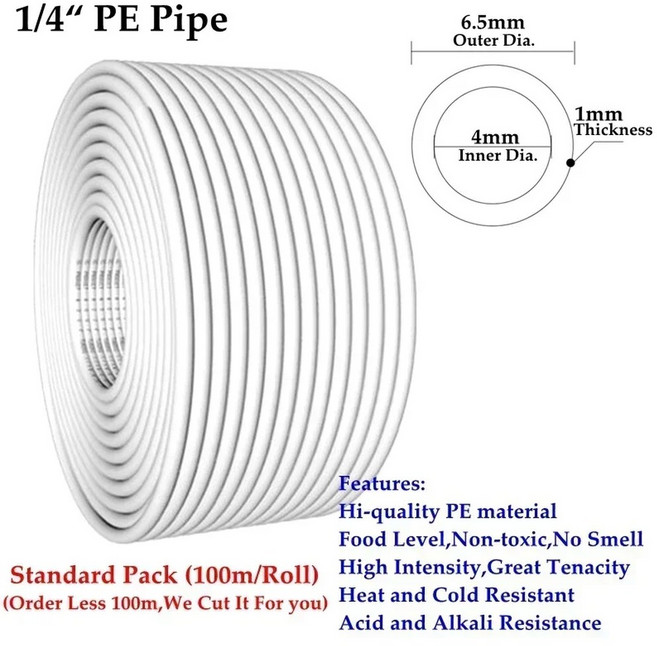 RO 워터 필터 시스템용 수족관 튜브 플렉시블 역삼투 PE 화이트 164FT 16 50M 파이프 인치 리버스 호스 5FT, 1l4 Inch Pipe, 5m(16 5ft)