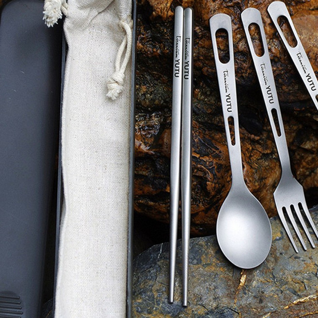 캠핑 티타늄 수저세트 전용 케이스 포함, 상세페이지 참조, 1개