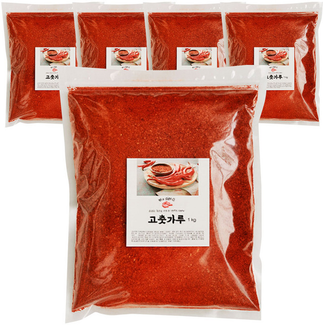 황소방앗간 국내제조 매운맛 한식용 중국산 청양고춧가루, 5개, 1kg
