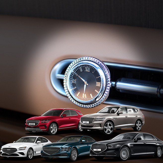 제플릭스 제네시스 G70 GV70 GV60 G80 GV80 G90 DH 차량용 방향제 시계 송풍구형 차량 디퓨저 블랙로마자 블랙체리, 1개, 실버+블랙체리향