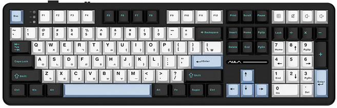 AULA F108 유무선 독거미 한글 기계식 키보드 국내 정품 스카이 블랙 LEOBOG 세이야축