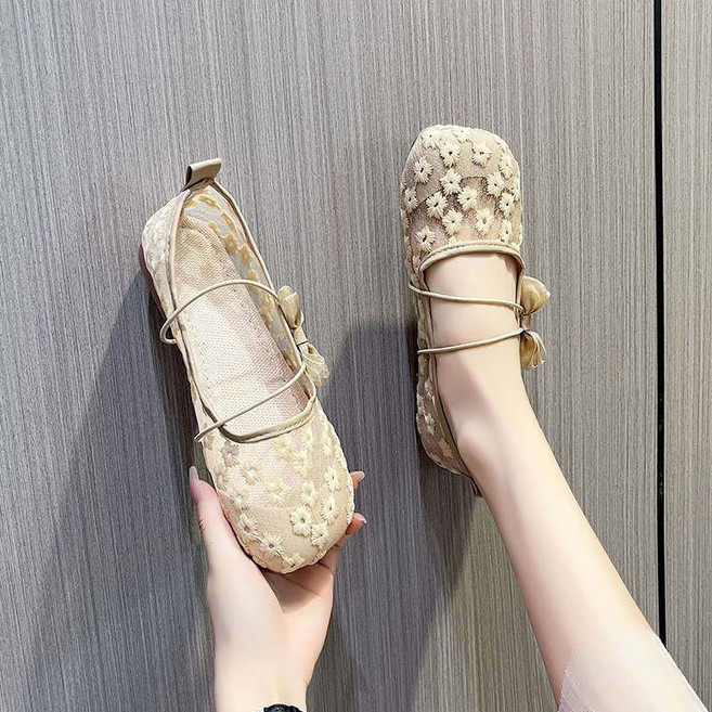 WEIHAN 여성 통기성 가벼운 스니커즈 레이스 스트랩 메리제인 슬립온 여름 단화