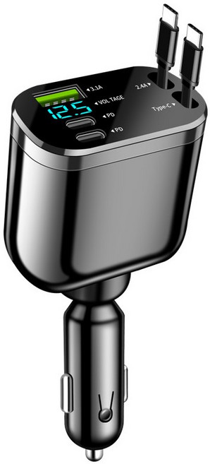 LA DERIVE 동시5대충전 릴타입 차량용 고속충전기 다목적형 type-c라인 애플라인, [type-c라인-애플라인]