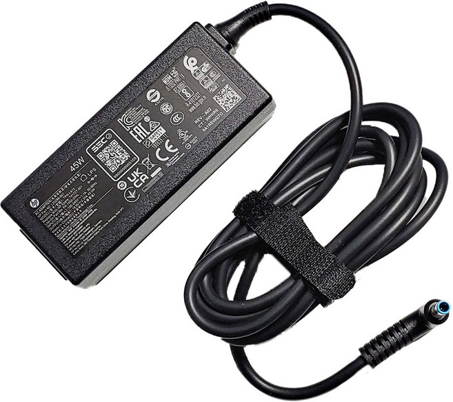 HP 노트북 충전기 19.5V 2.31A 45W 연결잭 직경 4.5X3.0mm 블루팁 (전원케이블 포함), HP 45W 노트북 충전기 + 전원케이블 포함, 1개
