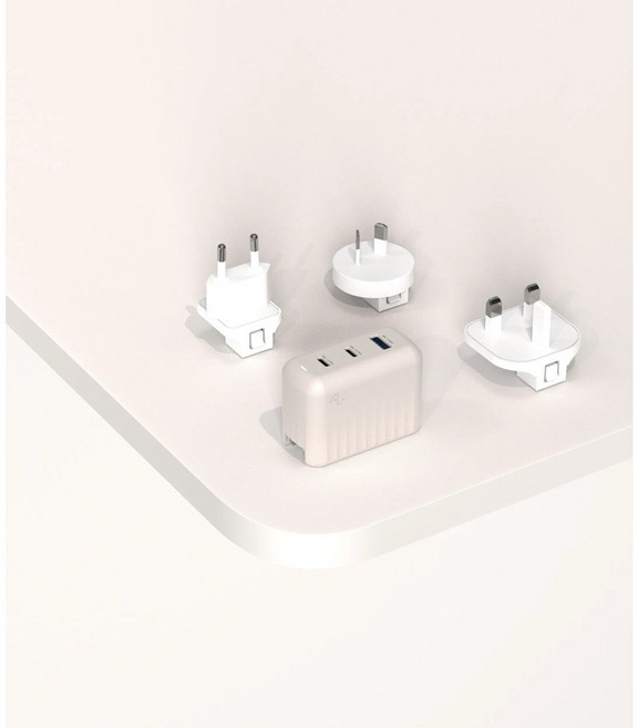Allite 氮化鎵三孔快充頭 A1 PRO 70W 適用 MacBook / iPhone, 淺灰褐, 1盒