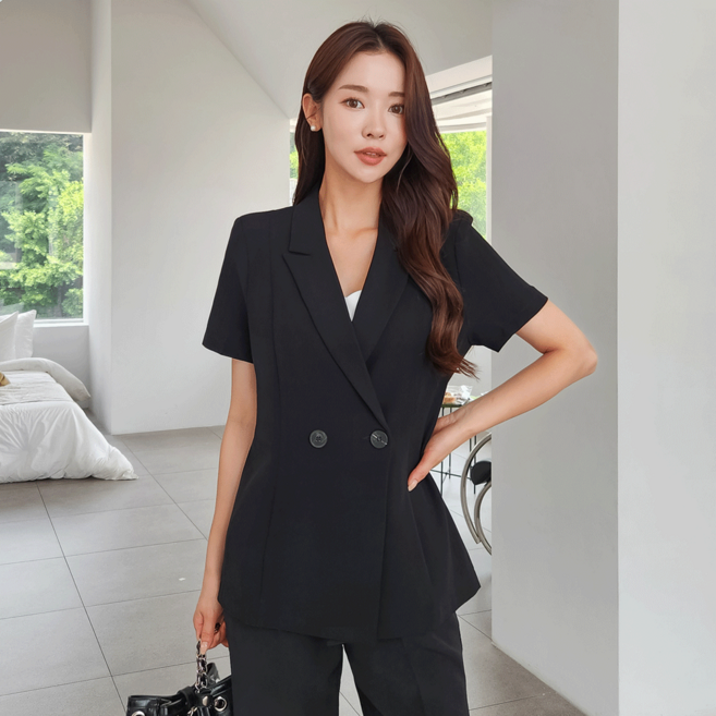 더웨이나인 여성 반팔 정장 자켓 아우터 빅사이즈 마이 이안 반소매JK