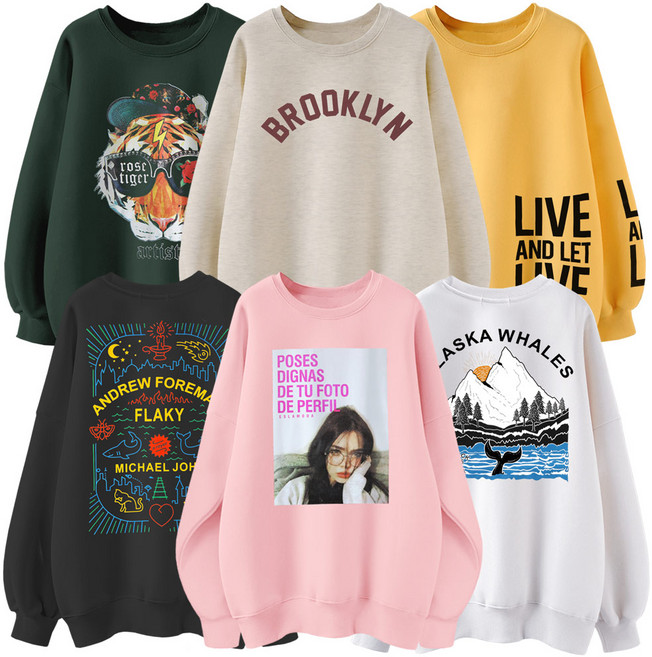 여성 여자 특양면 맨투맨 티셔츠 오버핏 루즈핏 커플 티 캐릭터 레터링 로고 프린트 남녀공용 커플 스웨트셔츠 26종모음