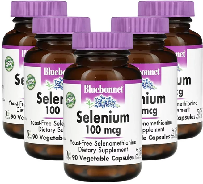 블루보넷 뉴트리션 셀레늄 100mcg 베지 캡슐 90정, 5개 - 쿠팡