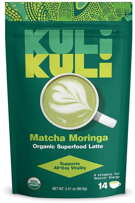 Kuli Kuli Matcha Moringa 유기농 슈퍼푸드 라떼 - 천연 카페인 및 항산화 물질을 위한 말차 녹차 파우더 인지 지원 및 정신 집중을 위한 모링가 및 사자 갈, Kuli Kuli Matcha Moringa 유기농 슈