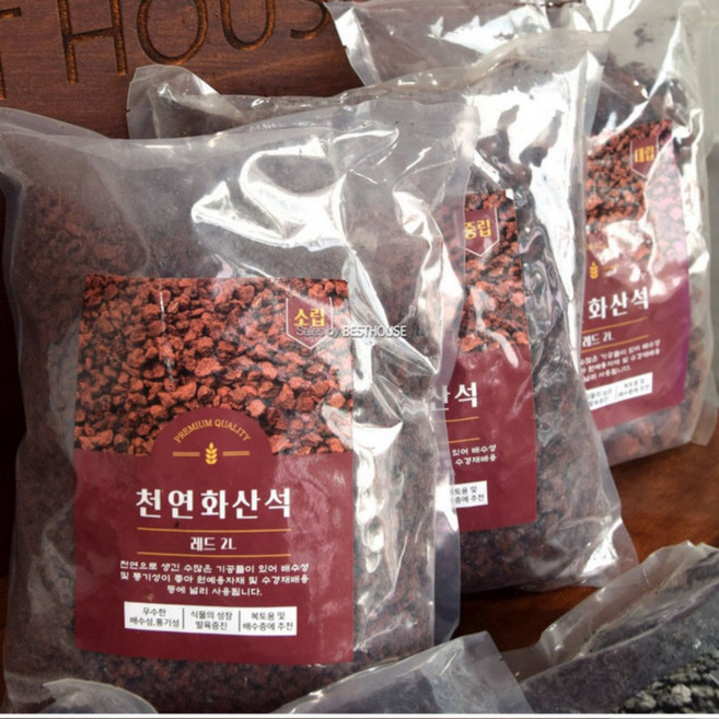 숍플랙스 화산석 2kg 레드 어항 돌 바닥재 화분, 레드0.5cm-1cm, 1개, 2L