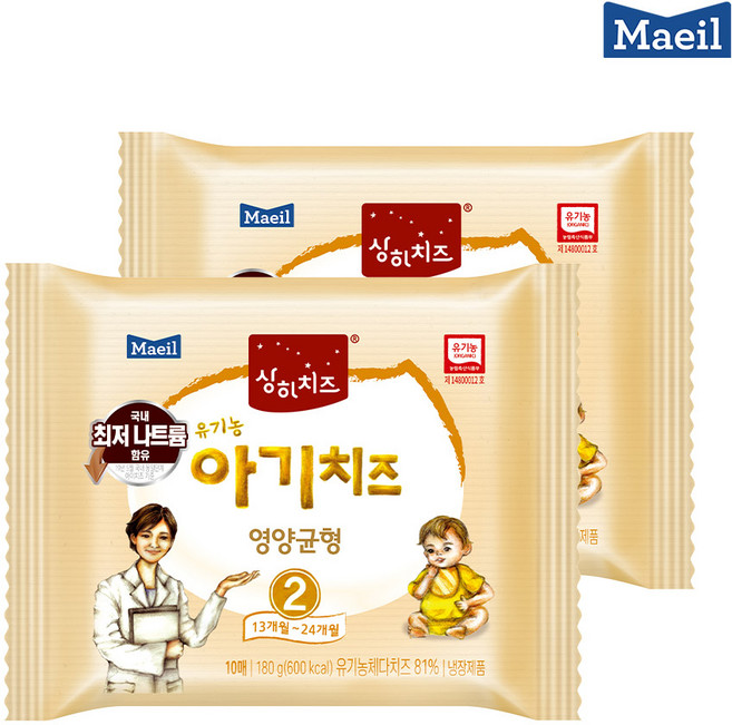 상하치즈 유기농 아기치즈, 180g, 6개