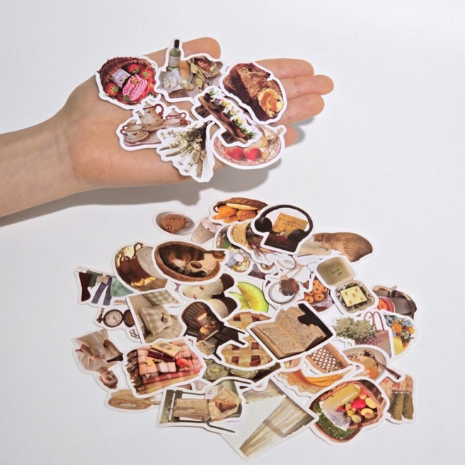 다이어리 꾸미기 스티커 50매 1세트 다꾸, 50개, F빈티지