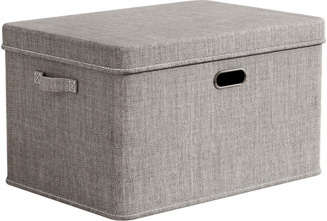 뚜껑분리 리빙박스 패브릭 소품정리함 수납박스, 1개, 패브릭그레이