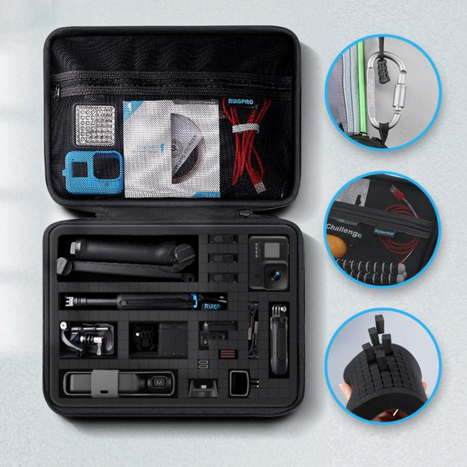 DIY 커스텀 큐브 폼 액션캠 하드케이스 고프로 인스타360 GOPRO INSTA360 액션캠 호환 충격방지 가방, 대(32x21.7x5.3cm), 1개