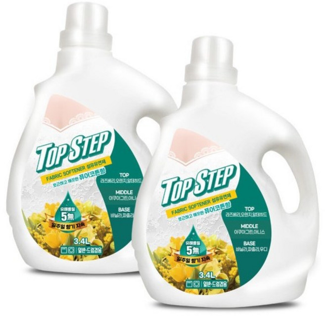 탑스텝 섬유유연제 퓨어코튼 3.4L 대용량 고농축, 2개