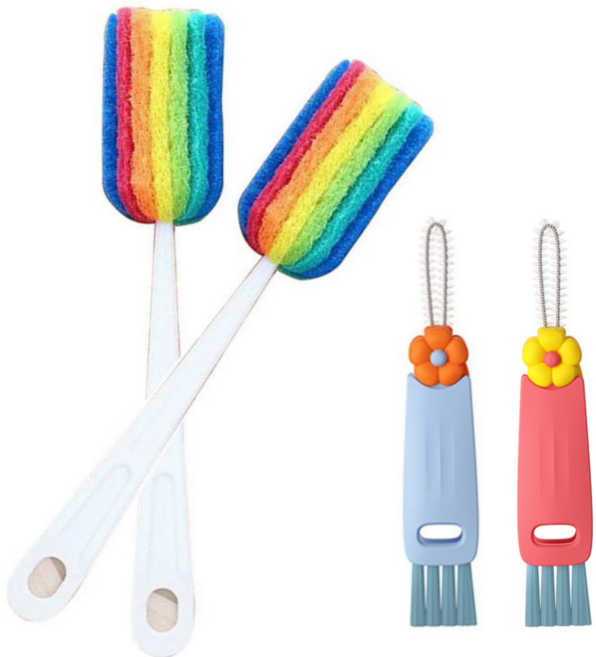 비바클린 텀블러 물병 틈새솔 1개 세척솔 2개 세트, 레드, 1세트