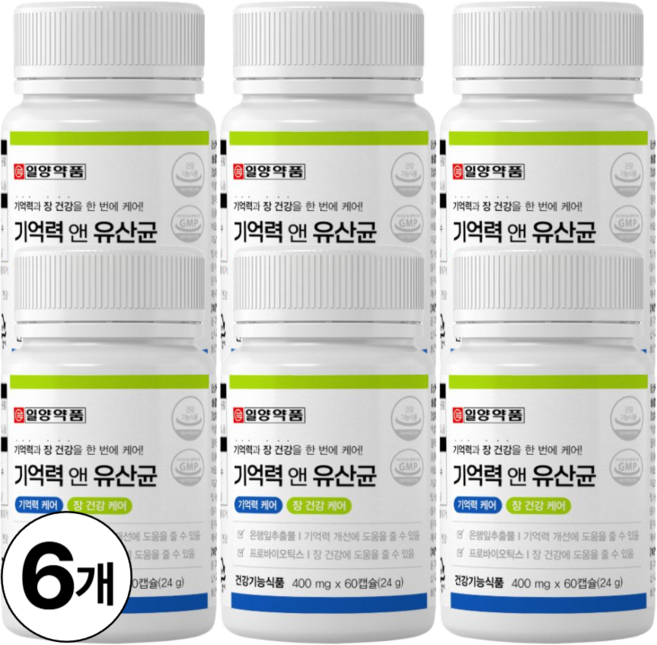 기억력 유산균 은행잎 추출물 프로바이오틱스 기억력 케어 장건강, 6개, 60회분