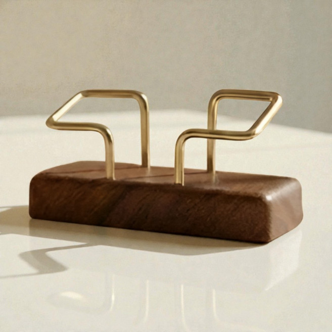 코지박스 원목 각인 쿠폰 명함꽂이 홀더 탁상용 매장 개업 오픈 선물, 1개, 다크브라운