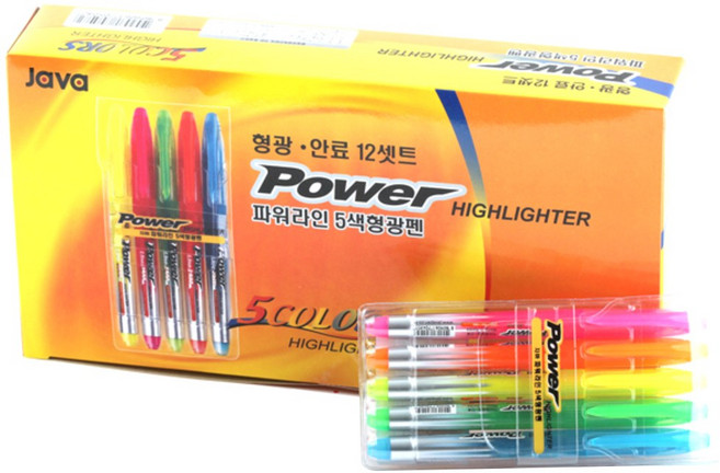 자바펜 파워라인 형광펜 3colors, 혼합색상, 60개
