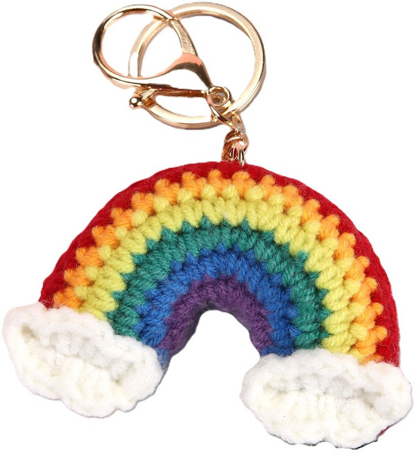 뜨개 키링 무지개 네잎클로버 인형 열쇠고리 행운