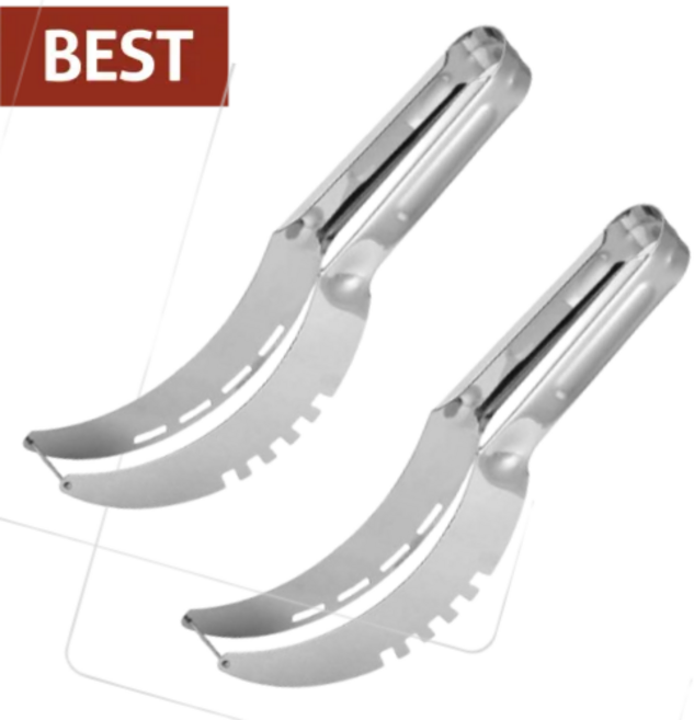 수박칼 슬라이서 고급 과일 스텐 손 쉬운 자르는 커티기, 2개