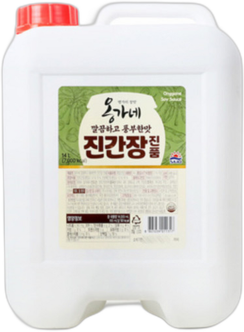 옹가네 진간장진품 /해표-식당용 대용량 말통 업소용 양념류 식자재 양조간장, 1개, 14L