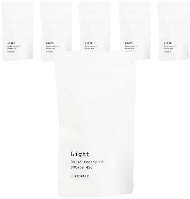 하우투메이크 제로웨이스트 고체치약 라이트 세트, 6개 (360개)