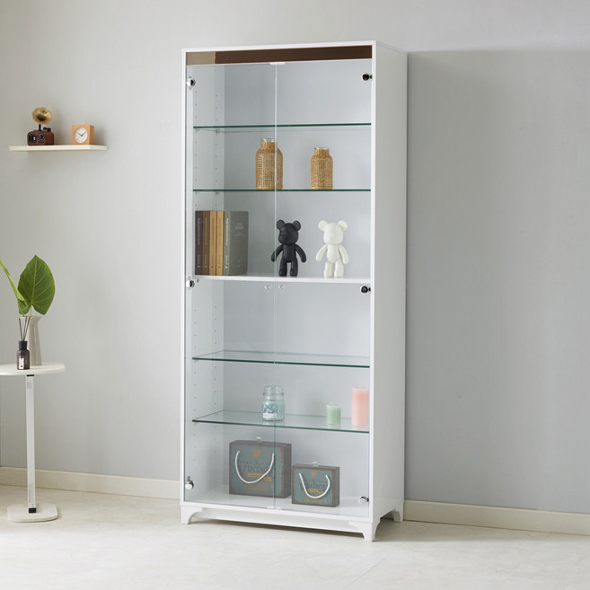 프렌즈 800 6단 유리 장식장 피규어 진열장 다용도 수납장 양주장, 화이트