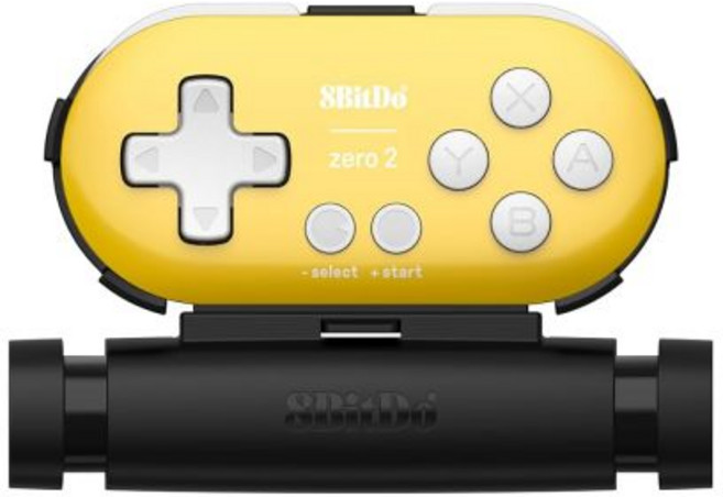 8Bitdo Zero 2 블루투스 게임패드 키체인 사이즈 미니 컨트롤러 스위치 윈도우 안드로이드용 모바일 클립 포함 (터키석 에디션), 옐로우