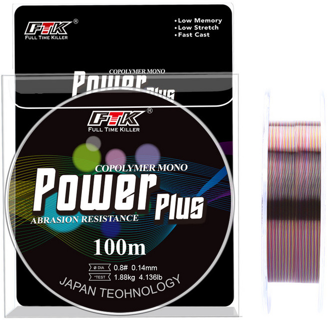 FTK 五色尼龍線 100米/300米/500米 隱形釣魚線 耐磨海釣主線 溪釣母線 子線 前導線 路亞布線, 100米,2.0, 1個