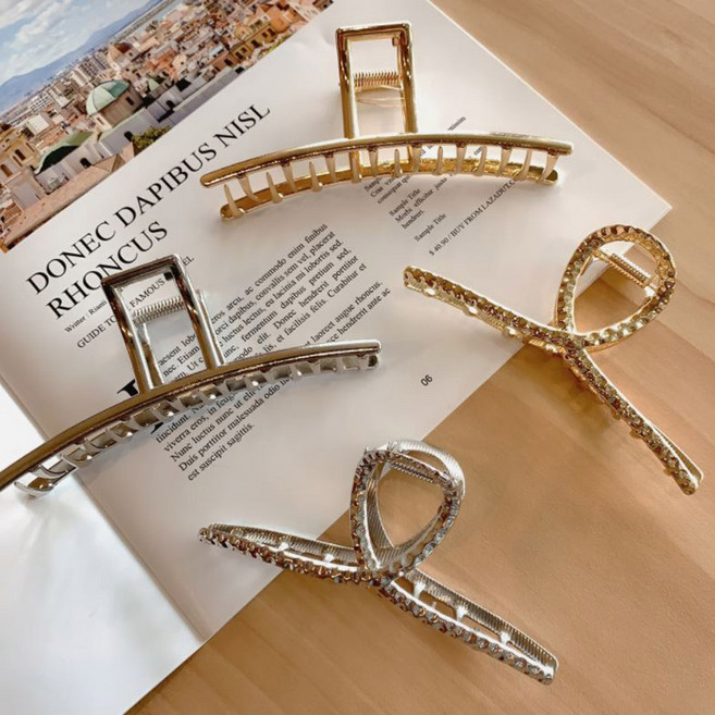 미다미 메탈플랫 올림머리 파우치 헤어집게핀(일자/꼬임)