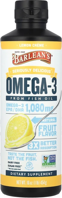 Barlean's Seriously Delicious® Omega-3 From Fish Oil Lemon Creme 16 oz 454 g, Barlean's, Seriously Delicious, 454g, 1 - 쿠팡