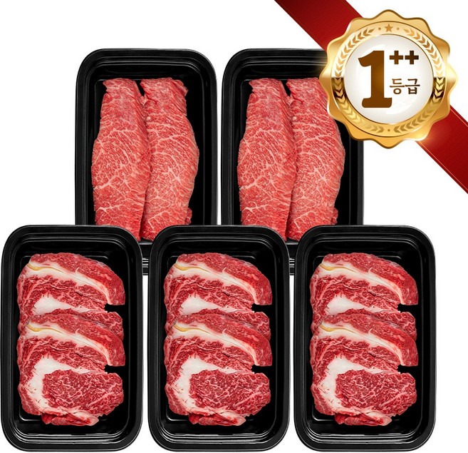 쿠가[냉장] 횡성한우 어사품 1++등급 구이 5구 1호(총2.5kg)근내지방도7이상[구성 등심+등심+등심+특수부위(랜덤)+특수부위(랜덤)], 단품