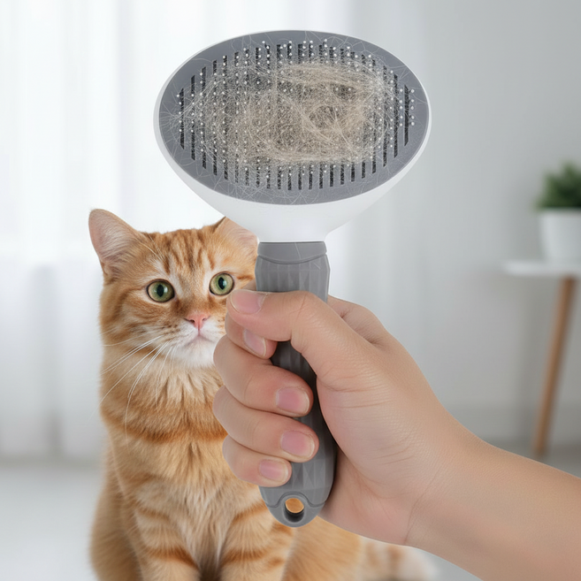 스탠다홈 간편한 원터치 털 제거 반려동물 브러쉬, 그레이, 1개